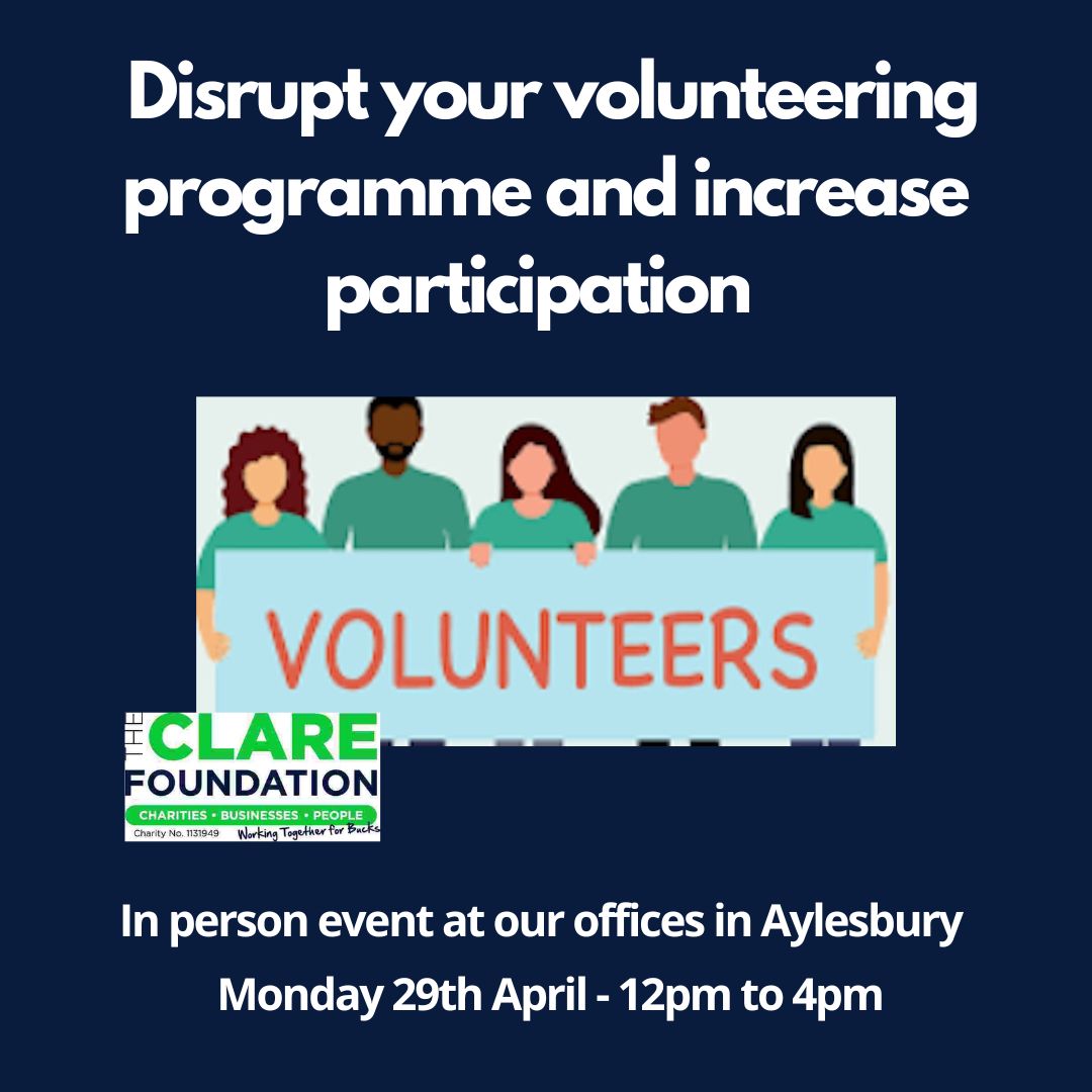 Image to promote a workshop 'disrupt your volunteering programme and increase participation 29.04.24 at12pm
